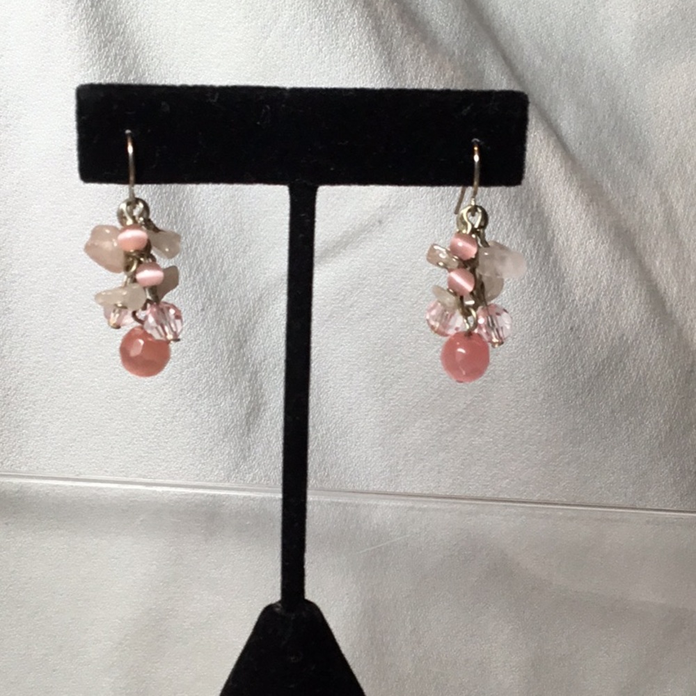Sterling silver rose quartz dangle earrings